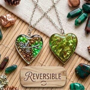 Reversible Squirrel Heart Resin Pendant